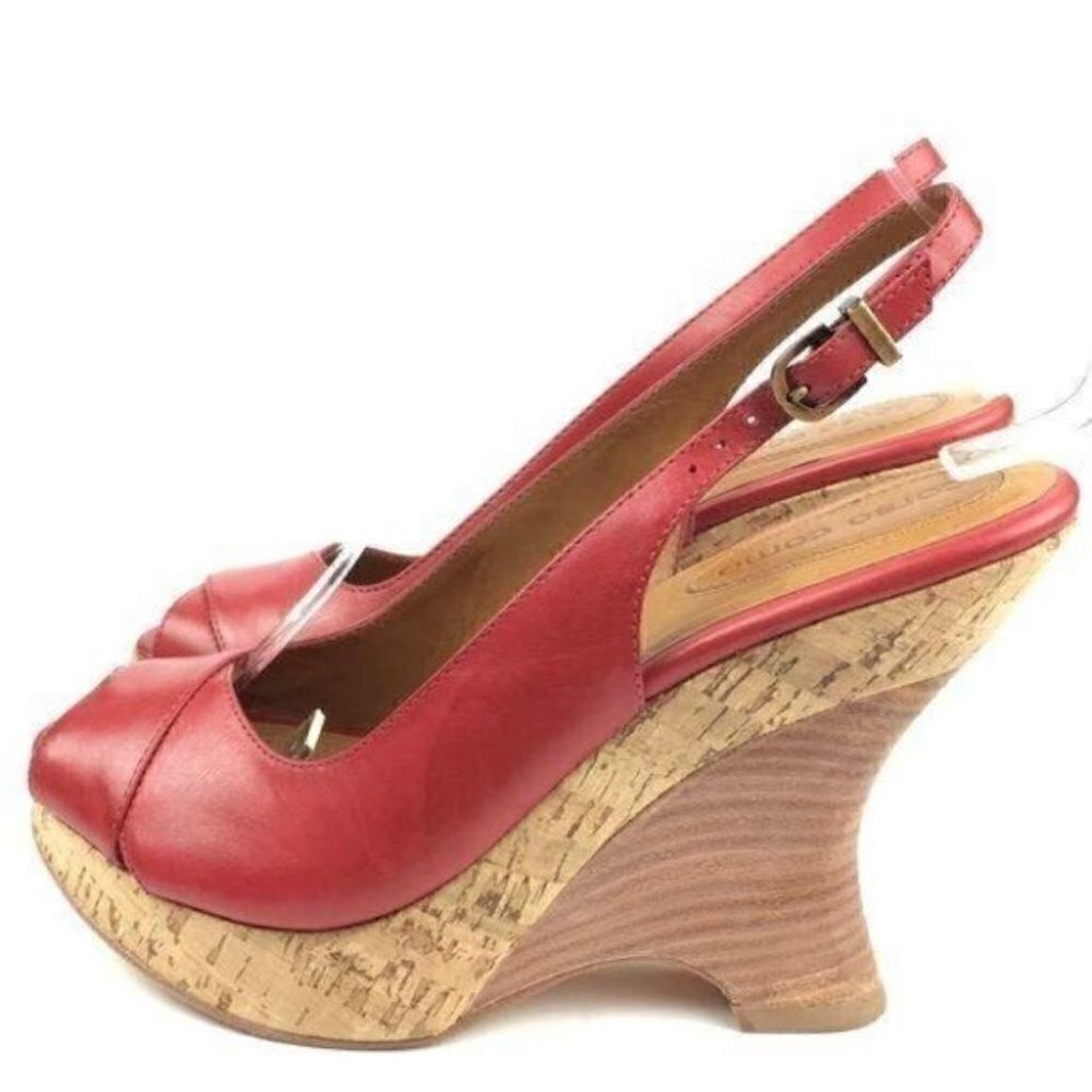 Corso Como platforms size 7 red leather cork funky - Picture 3 of 8